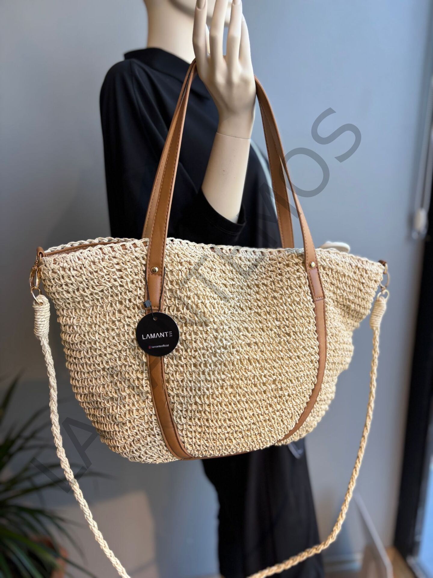 NİYPE ÇANTA HASIR KREM - STD