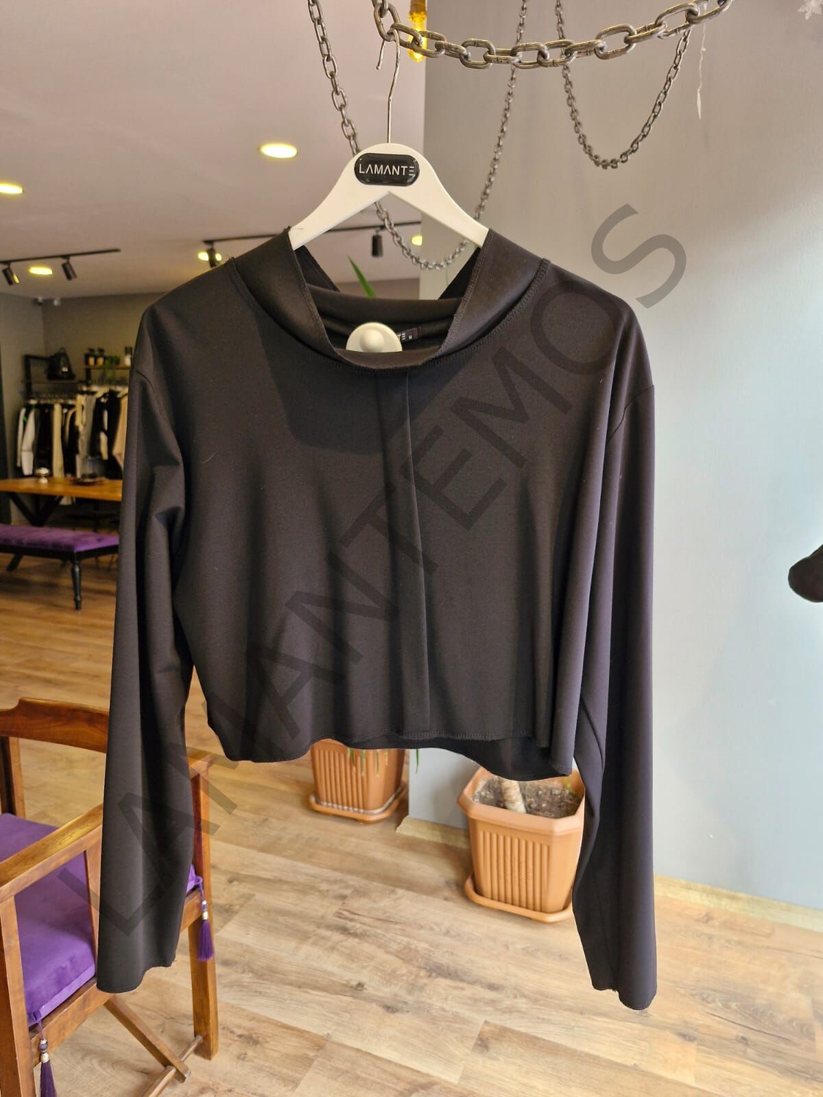 MUDO BLUZ SİYAH KIRÇIL - XL